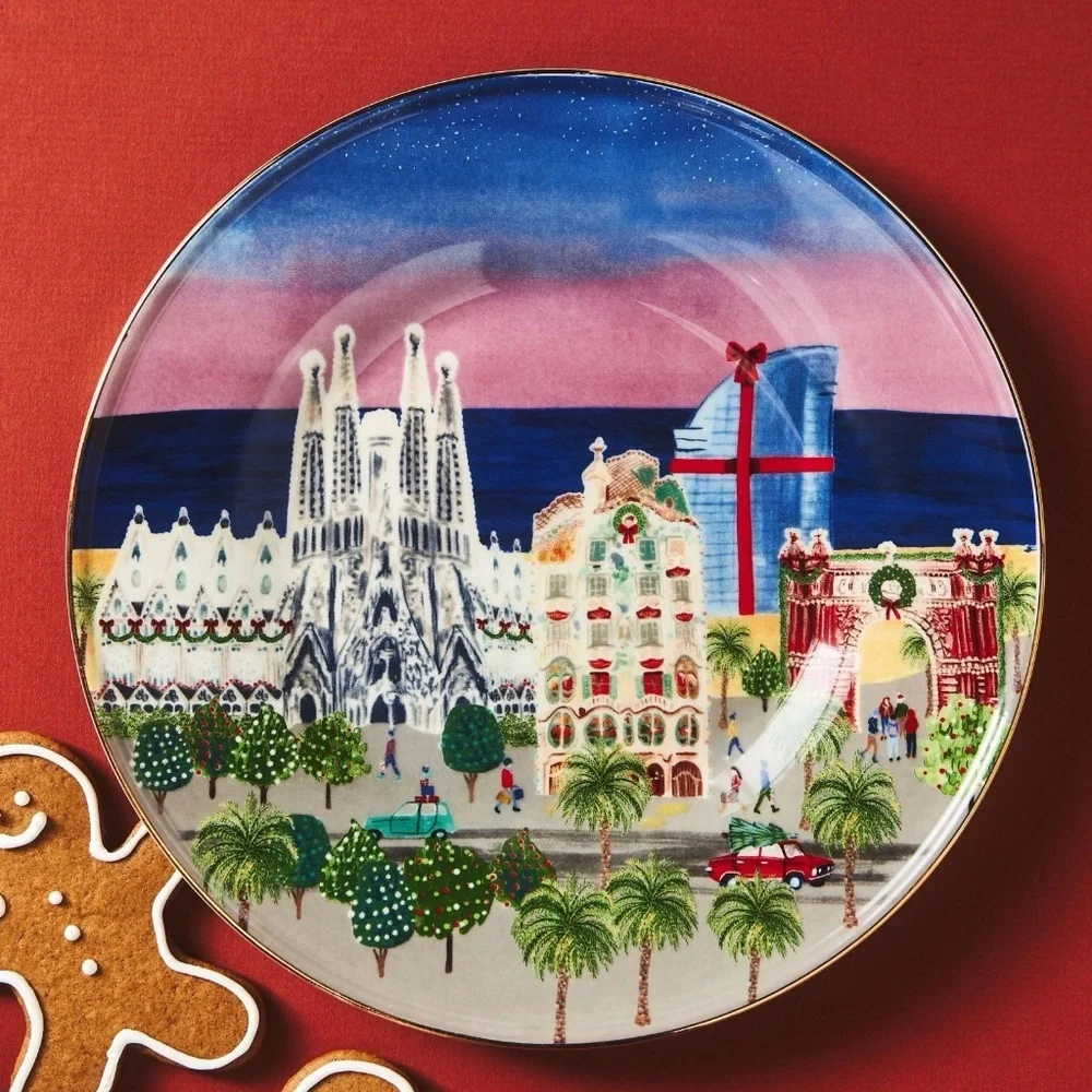 NWT 2024 Anthropologie Holiday in The City Barcelona Dessert Plate